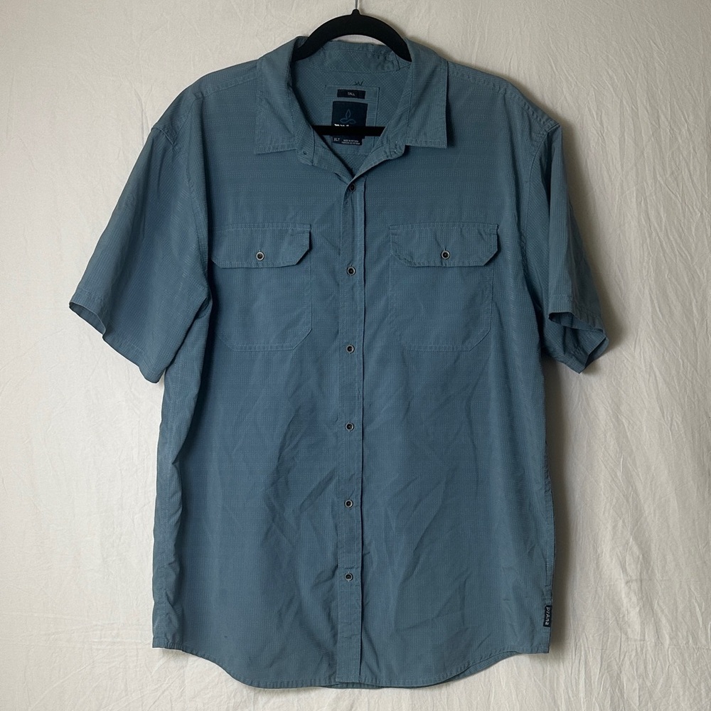 Prana Men's Casual Blue Button Down Shirt